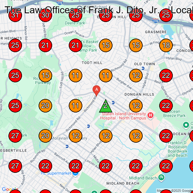 The Law Offices of Frank J. Dito, Jr. GeoGrid visibility map for Legal Services in Staten Island
